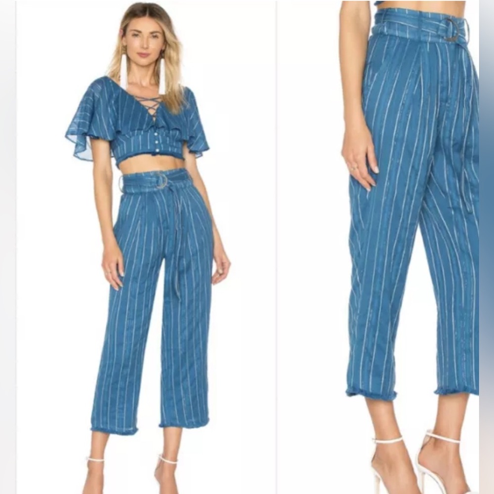 Tularosa Sophia Pants REVOLVE brand, navy, belted, nautical, cotton, beach small